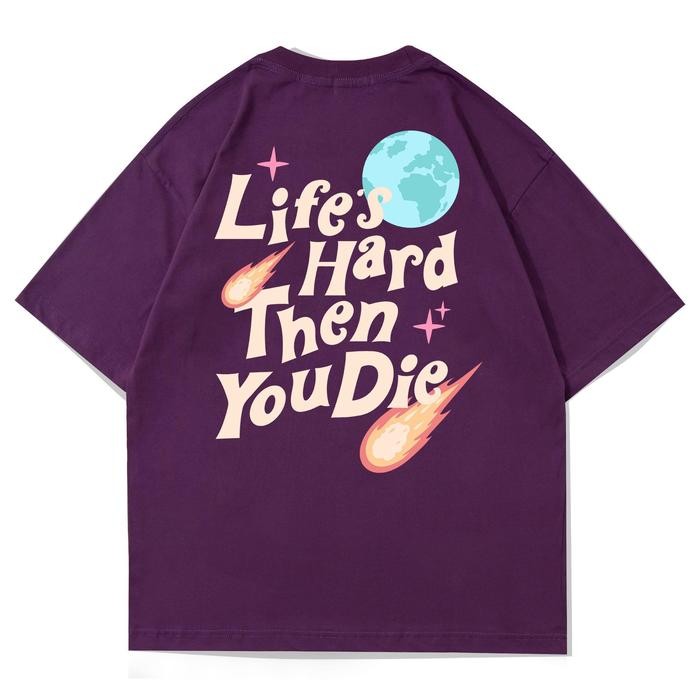 T-Shirt Oversize Lifes Hard Purple Aftersundays Sablon Kaos