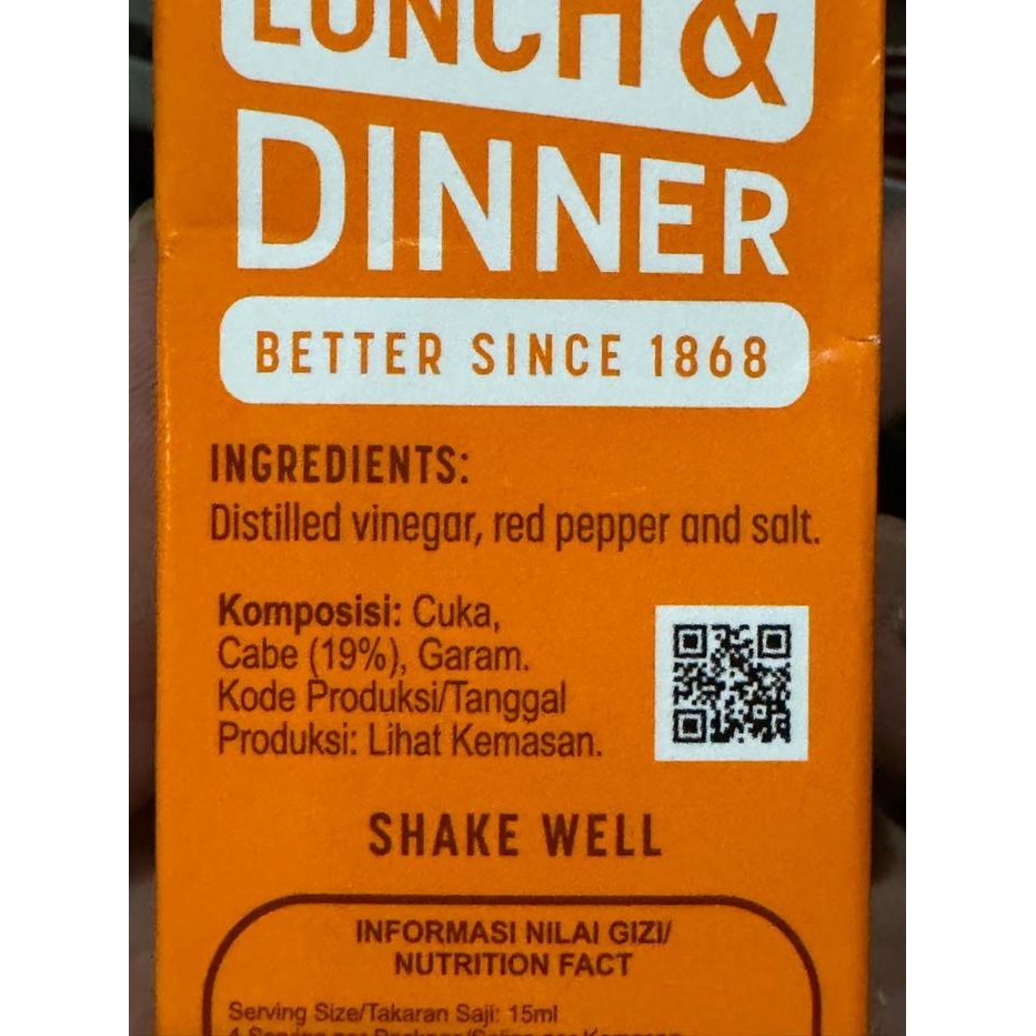 

Tabasco Pepper Sauce Botol 60 Ml