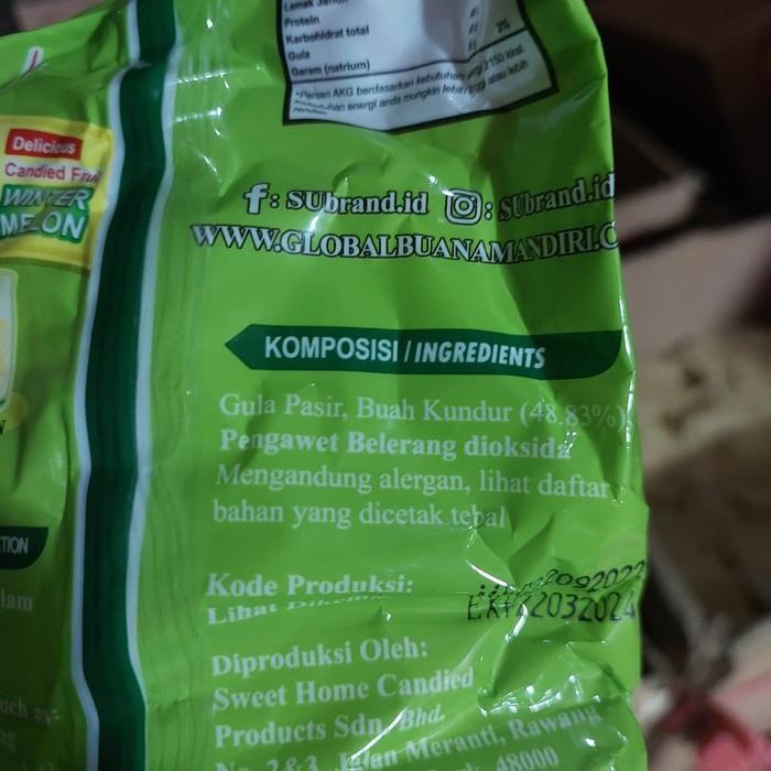 

Gula Kundur Manis / Tungkua / Tangkwe / Buah Kundur Su Brand 250 Gram