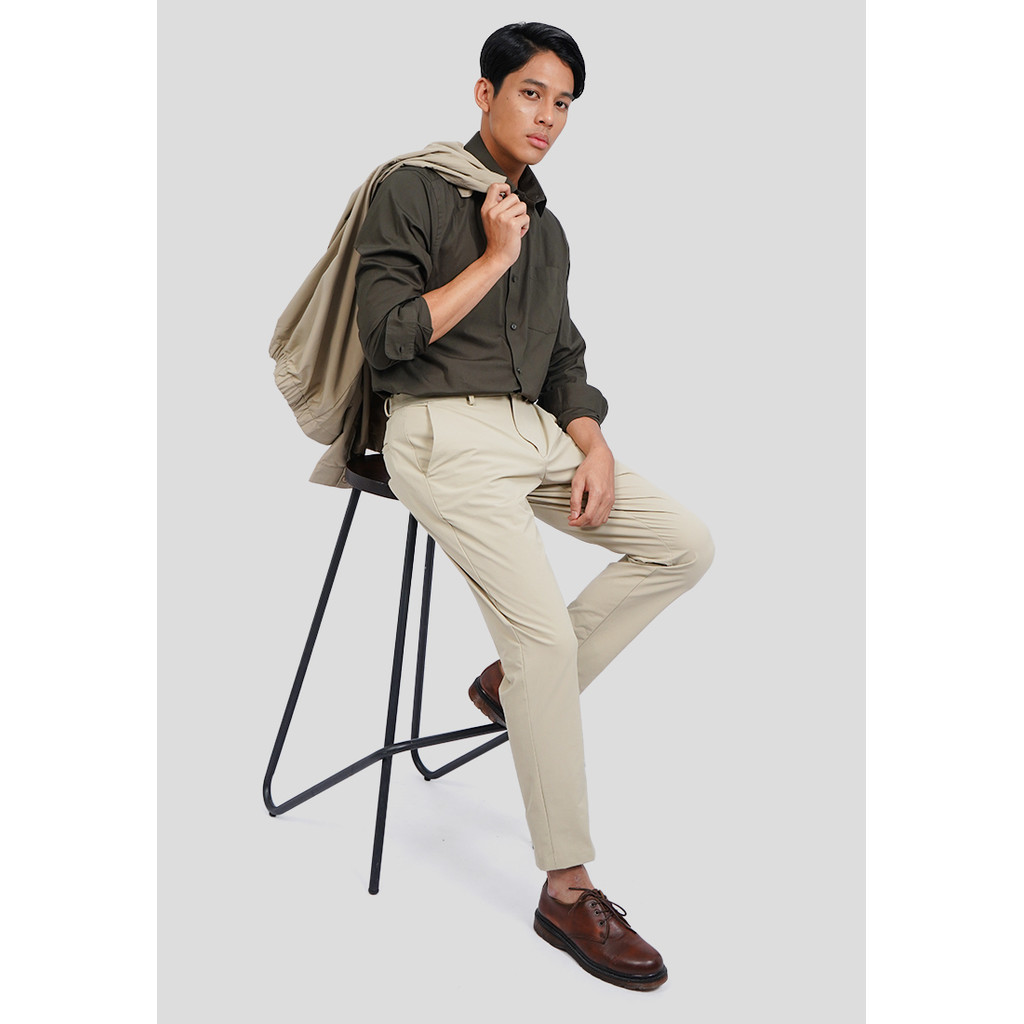 Executive 4-Way Stretch Slim Fit Formal Pants Beige