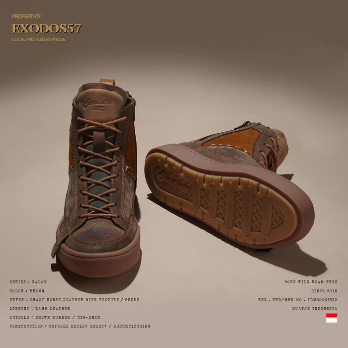 Sepatu Sneakers Kulit Pria Exodos57 Galan Brown