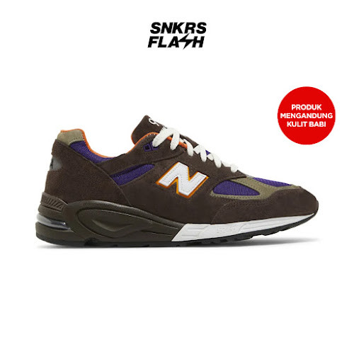 NEW BALANCE 990 V2 MADE IN USA BROWN PURPLE Sepatu Sneakers Unisex - M990BR2 - Size 46.5