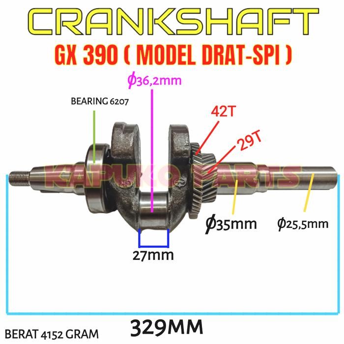 Gx 390 Crankshaft Drat-Spi Mesin Penggerak