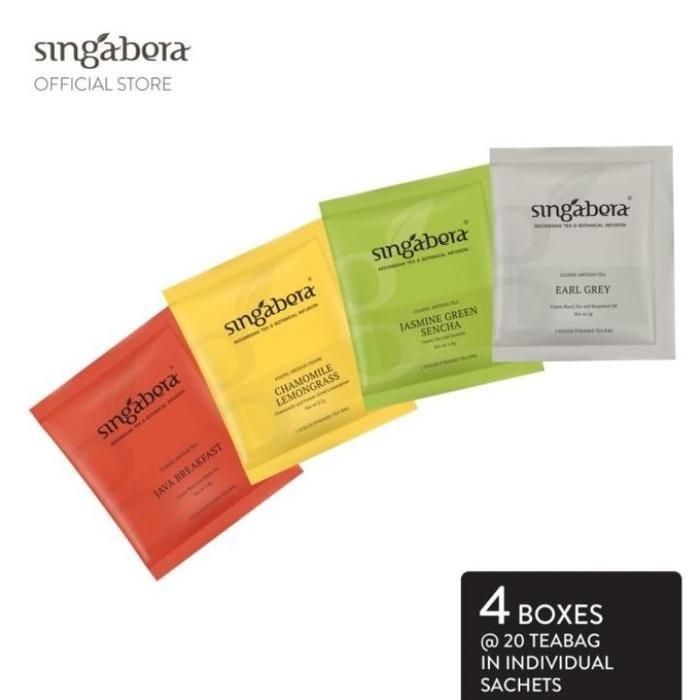 

Lecy.store2 Singabera Tea & Tisane - Cafe Starter Pack - 4 Variants @ 20 sachets