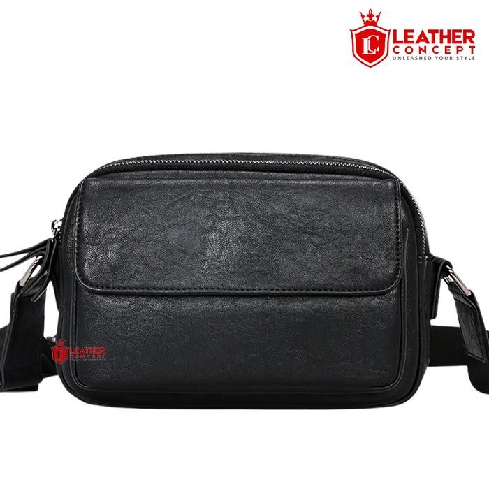 

QQ130 Leather Concept LOUIS Tas Kulit Pria Tas Selempang Cowok Tas Pria Tas Kecil Pria hitam cowok
