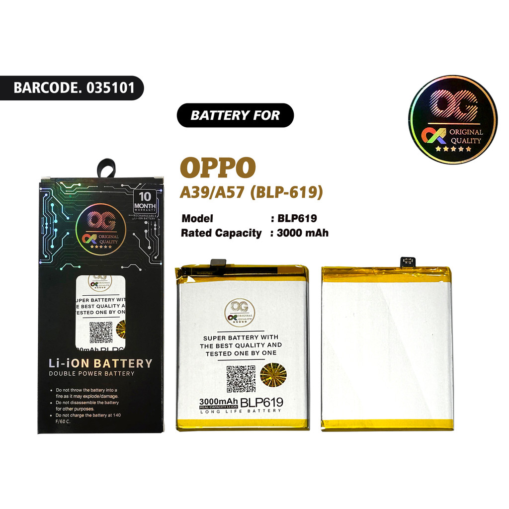 {ORI 100%} BATTERY BATERAI {BLP-619} OPPO A39/A57 ORI OG SUPER