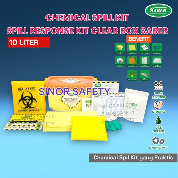 Saber Chemical Spill Response Kit Clear Box 10L