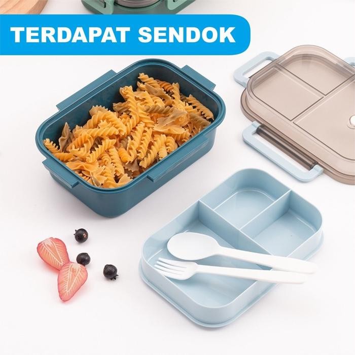 Set Kotak Makan Dan Tas Bekal Sekolah Kerja - Lunch Box Set Tas Bekal Botol Minum Bekal Makan Siang