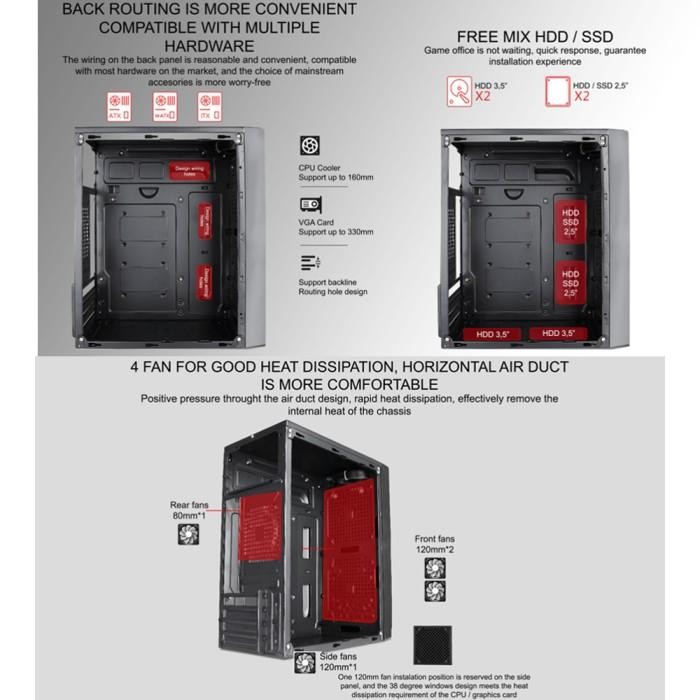 VenomRX Inarius + PSU 500W Case Casing PC Komputer Venom RX Kingpin happy shopping