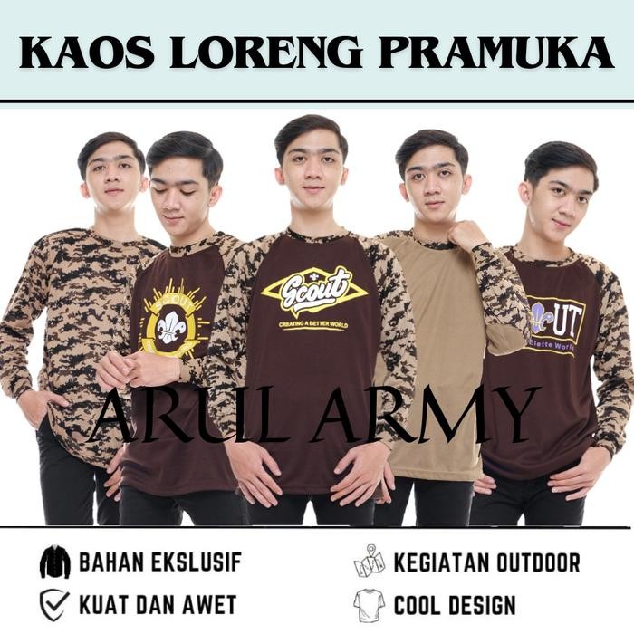 BAJU KAOS LORENG PRAMUKA REGLAN KAOS PRAMUKA SCOUT KAOS PRAMUKA LORENG KAOS LAPANGAN PRAMUKA KAOS