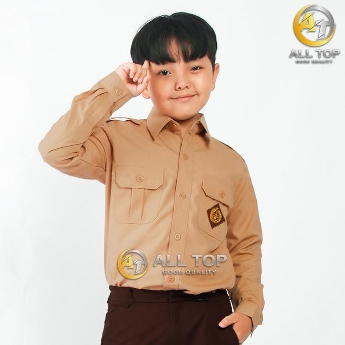 Pramuka penggalang atasan SD SMP SMA baju seragam pramuka lengan panjang laki perempuan Bet Bordir *