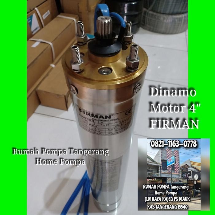 ready SUBMERSIBLE MOTOR FIRMAN 3HP 1PHASE 4INCH DINAMO POMPA SATELIT FIRMAN