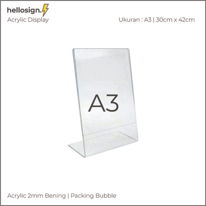 

Akrilik Display A3 Tempat Brosur A3 Acrylic Tent Cardholder Type L