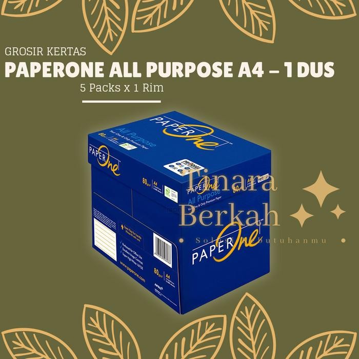

Kertas HVS PAPER ONE All Purpose A4 80 GR GSM PAPERONE 1 DUS 5 Rim