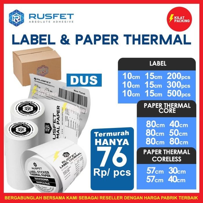 

Label Thermal Struk Kasir Thermal Paper Roll Kertas Kasir Rusfet / Dus