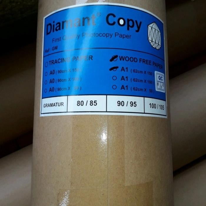 

Kertas HVS roll A1 80 gr(62cm x 150M) DIAMANT