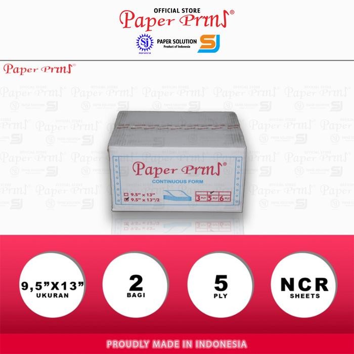 

Paperpryns Kertas Continuous Form 5PLY NCR Folio 9,5" x 13"/2 (Bagi 2)