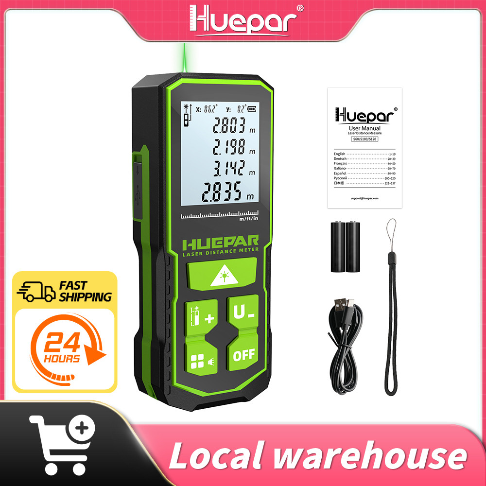 PROMO HARI INI!  Huepar Laser Rangefinder Digital Laser Distance Meter  Measure 60M 100M 120M Trena 