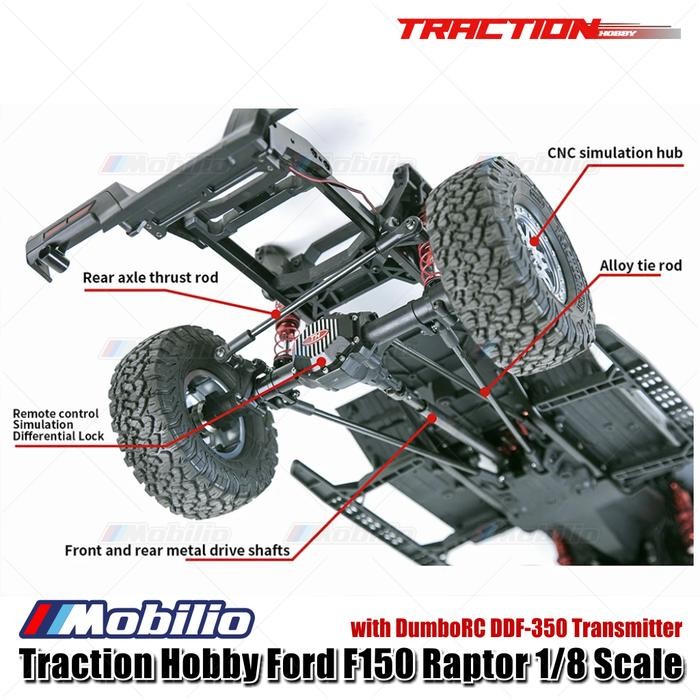 Traction Hobby Ford F150 Raptor 1/8 Scale Rtr Rc Crawler Adventure Car New Version 2025 Pasti Ori