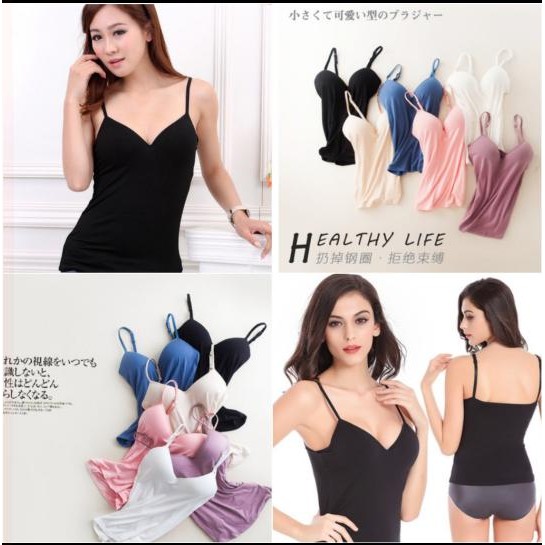Neww Korean Tanktop Bra Camisole Kamisol Bra Busa Dalaman Sexy Baju Atasan Terlaris