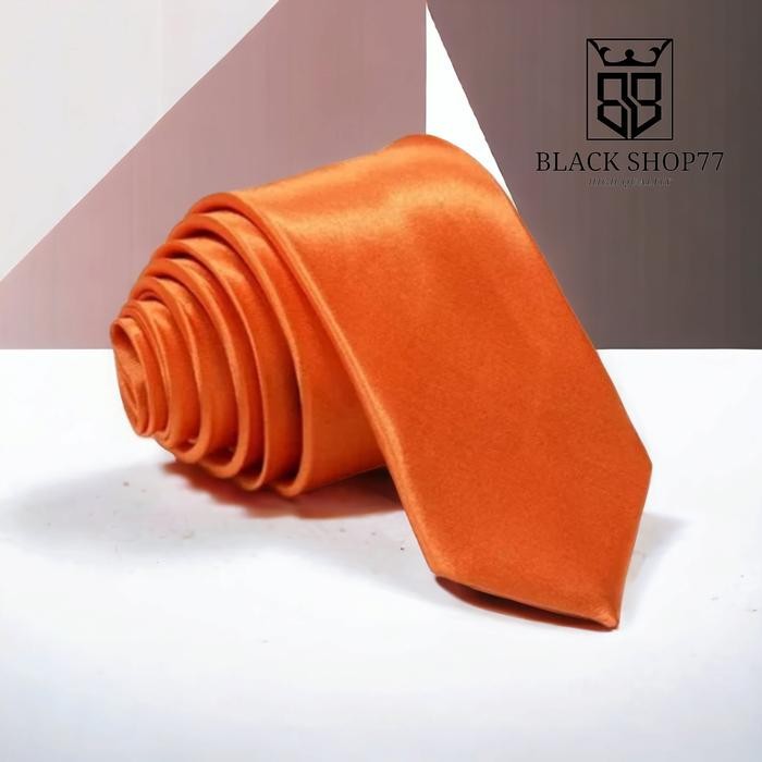 Dasi Pria Dasi Panjang Dasi Satin Polos Orange 3 Inchi *