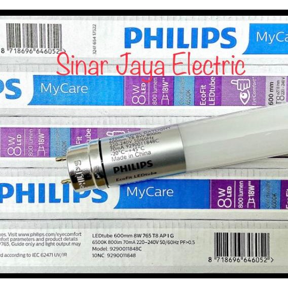 Lampu TL LED T8 8W Philips (Tanpa Starter) *