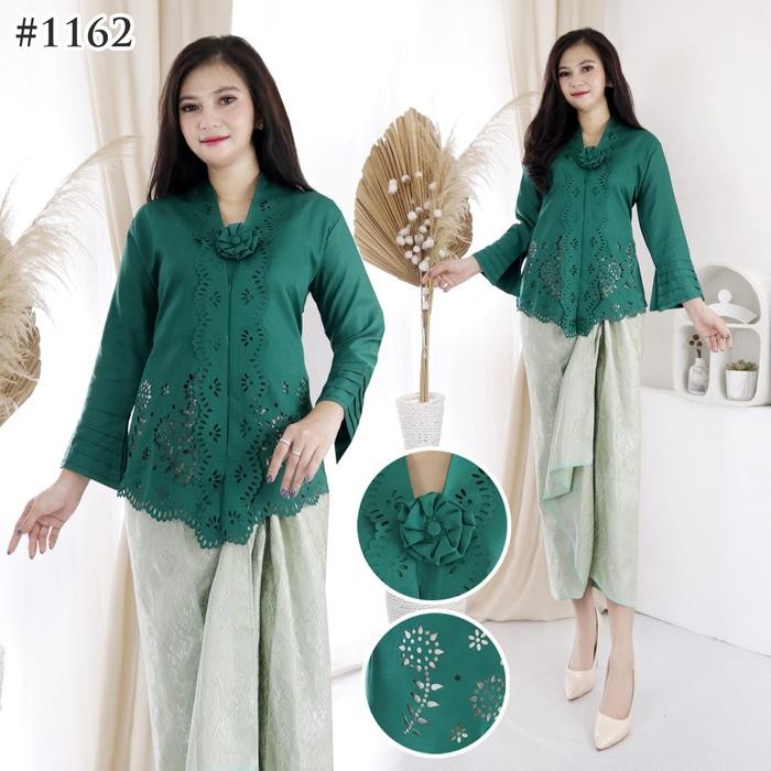 Atasan Kebaya Encim Modern Laser Cut Warna Putih Tulang