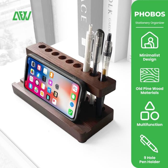 

Deli Stationary - All For Work Pen Holder Phobos Desktop Organizer Stationery Kayu All In One 9 Slot