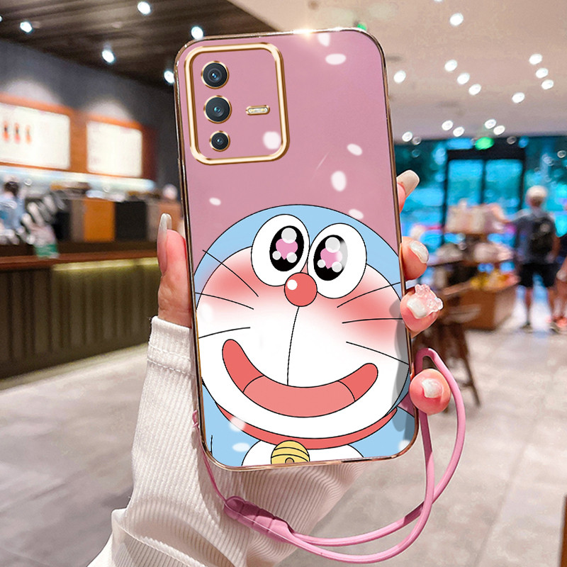 Casing Hp Untuk VIVO V23 5G V23i 5G V23E 5G V23E 4G Case Kartun lucu Pelapisan Mewah Cesing Lanyard 