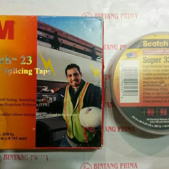 ISOLASI RUBBER TAPE SCOTCH 23 + ISOLASI SCOTCH SUPER 33+ MERK 3M