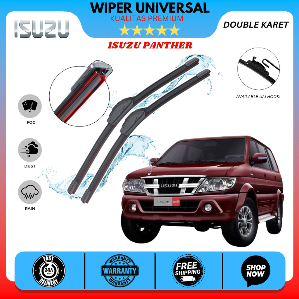 Wiper Dual Karet Mobil Isuzu Panther Touring / 2001-Sekarang Kaca Depan Mobil Satu Set Kiri Kanan