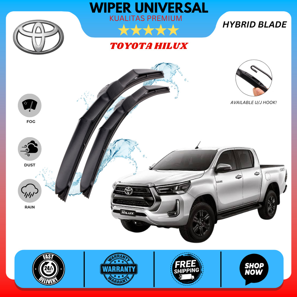 Wiper Hybrid Mobil Toyota Hilux Kaca Depan Mobil Satu Pasang Kiri Kanan