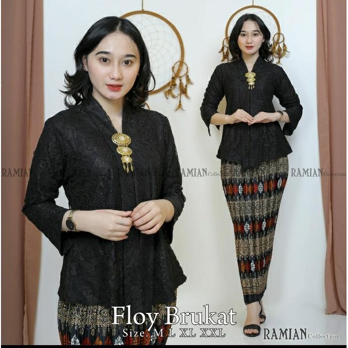 Setelan Kebaya Modern Kutubaru Floy Brokat / Floy Brukat Grey / Abu Dan Pilihan Warna Lain
