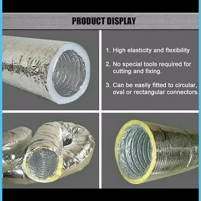 Gercep Pipa Exhaust Aluminium Ducting Isolasi 12"/Flexible Cerobong Ducting