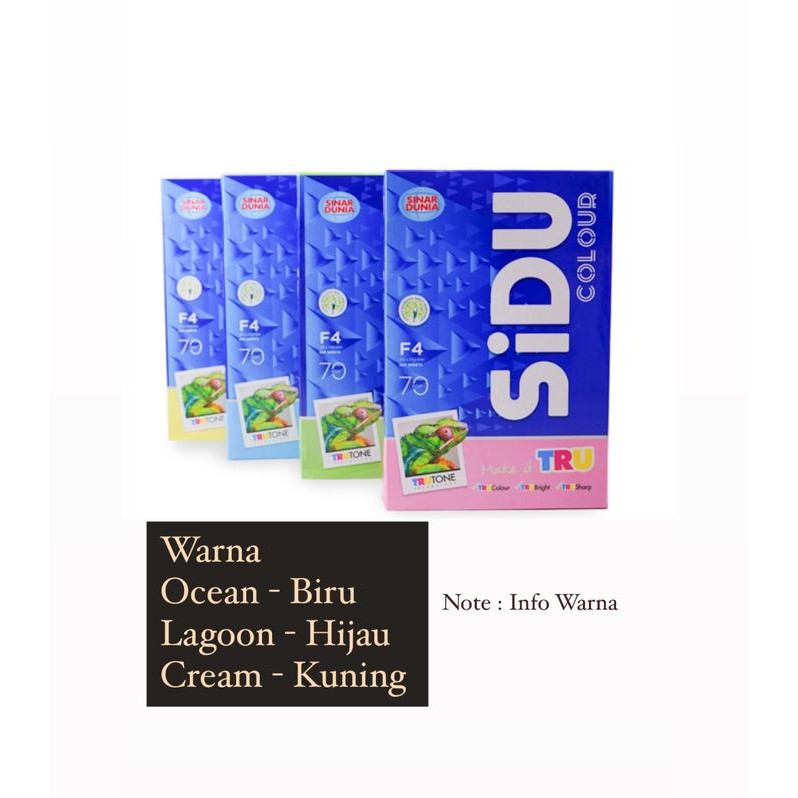 

Kertas Hvs Warna Sidu F4 70 Gsm / 1 Rim