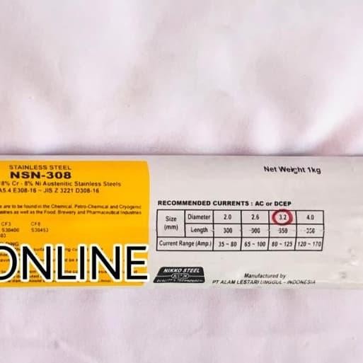 KAWAT LAS NIKKO STEEL NSN-308 3,2 MM ELEKTRODA STAINLESS STEEL