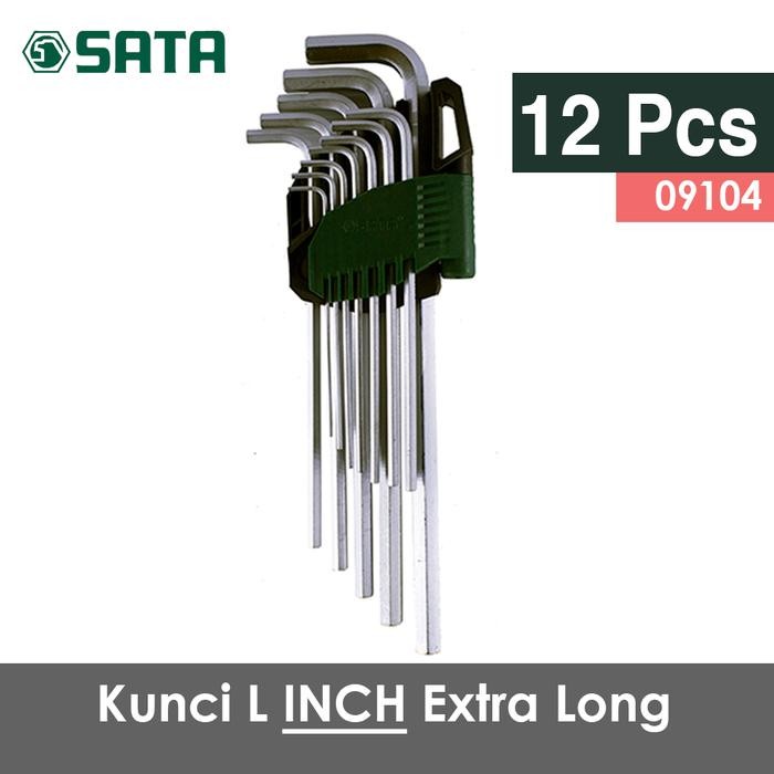 Promo Kunci L Set 12 Pcs Extra Long Point 09104 (Sae) Sata Tools