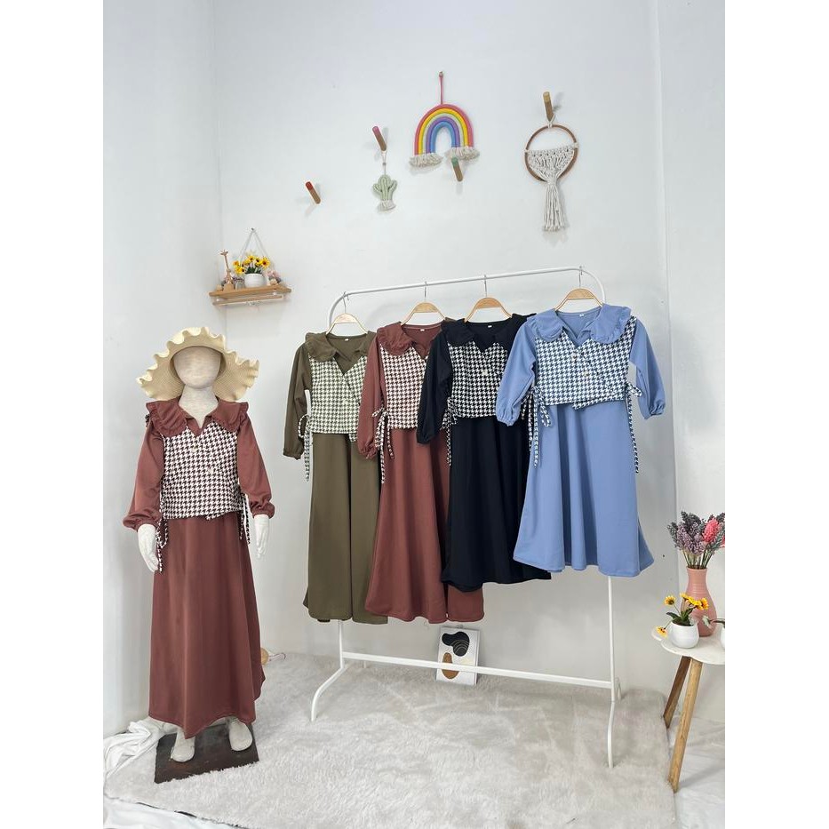 HWIH Gamis Silvia Rompi Anak Smlxl Baby.Cloth Untuk Umur 3-14 Tahun Baju Muslim Panjang