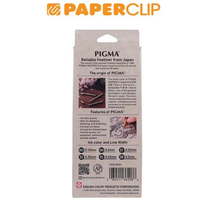 

BALLPOINT SAKURA PIGMA MICRON BLACK SKETCH SET 6 XSDK-BK6A