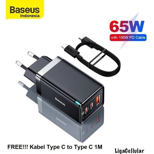 Gan Charger 65W Laptop Asus/Hp/Infinix/Lenovo Dual Type C Port Baseus