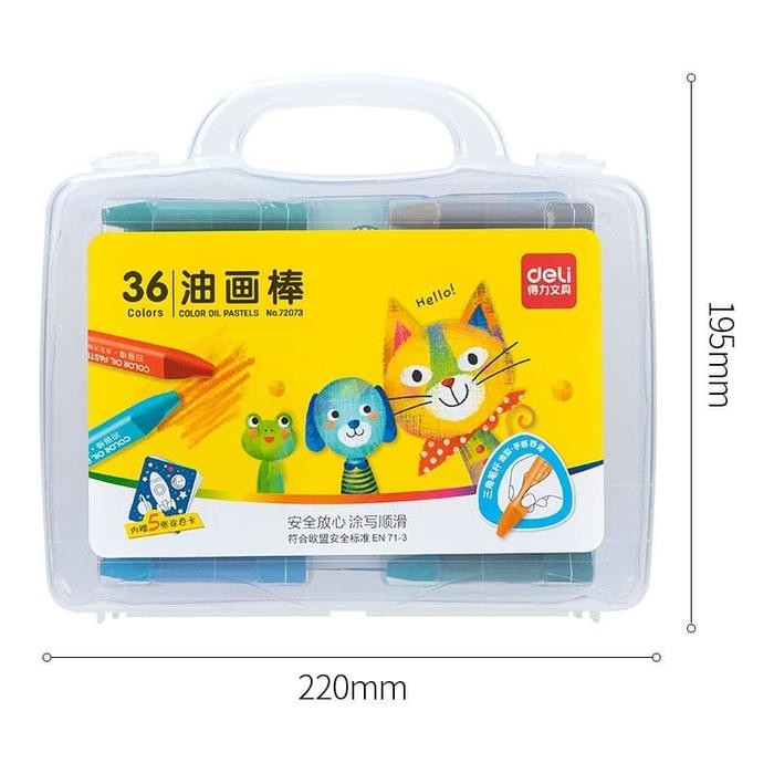 

Deli Krayon Oil Pastel 36 Warna 75mm , Bentuk Segitiga, 72073