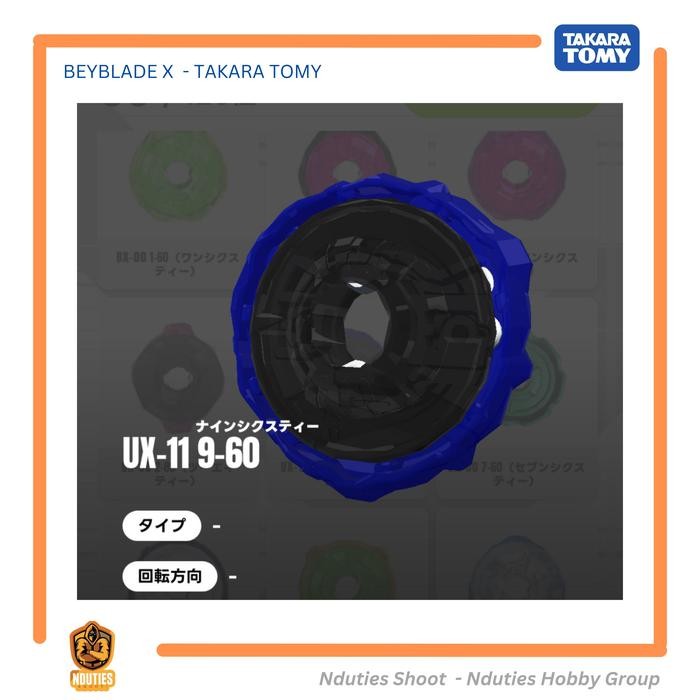 UX-11 Beyblade X Ratchet 9-60 Biru Hitam Takara Tomy Original