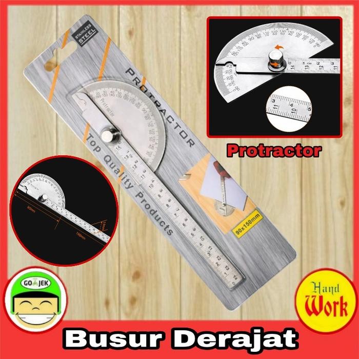

I77W Penggaris Busur Derajat 180 Stainless Steel Sudut Protracktor