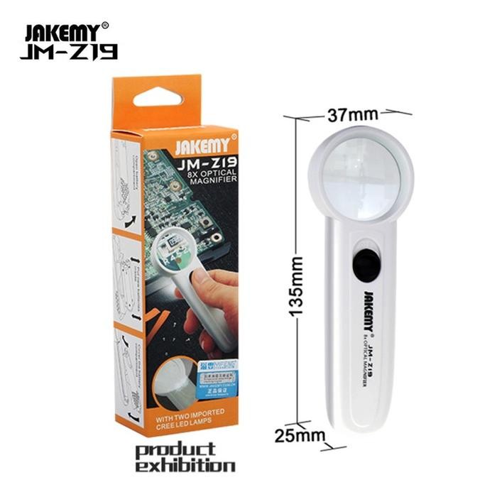 

I77W Jakemy Magnifying Glass Kaca Pembesar 8X White Jm-Z19