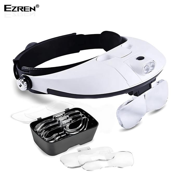 

I77W Ezren Mg81001 Led Headband Magnifier Lensa Kaca Pembesar Topi