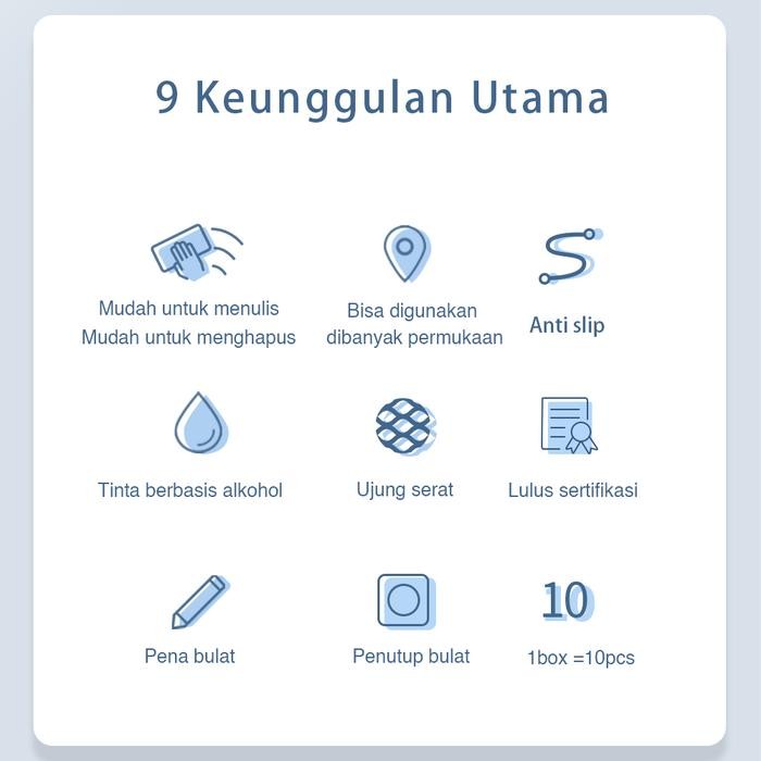 

I77W Deli Whiteboard Marker/Spidol Papan Tulis 10 Pcs Hitam/Biru/Merah 6817