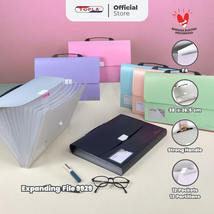 

X689 Topla Map Harmonika Expanding File 9929 Map Dokumen Warna Pastel Folio F4 13File