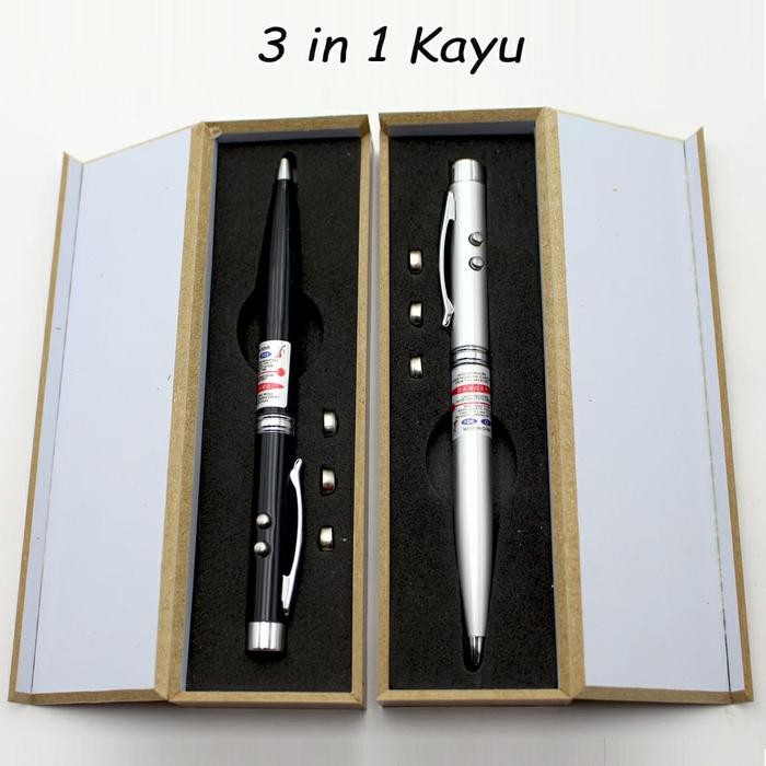 

X689 Pulpen Laser 3 In 1 Kayu + Custom Grafir Laser Nama / Logo 1 Sisi