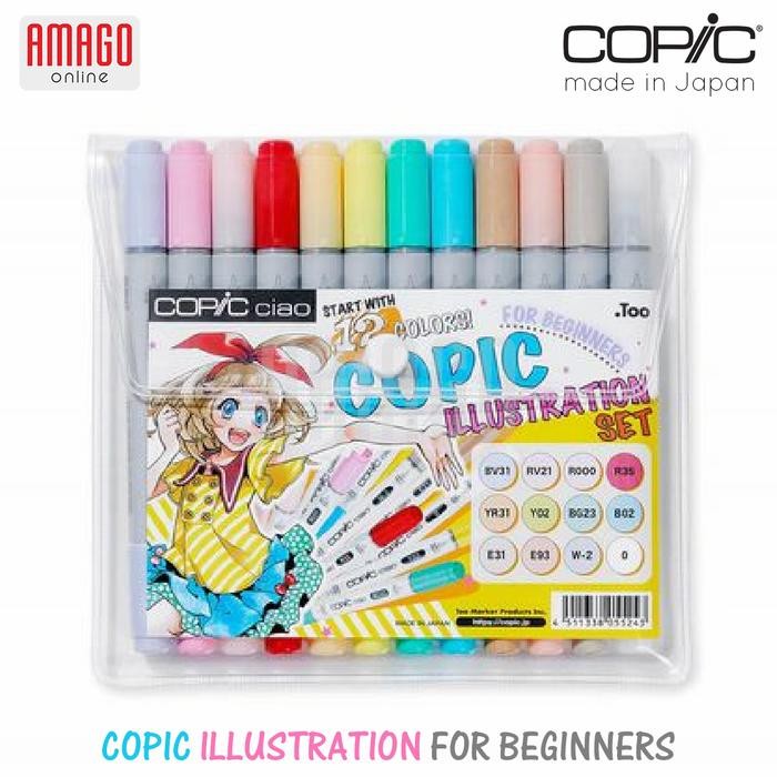 

COPIC ILLUSTRATION FOR BEGINNERS - 12 COLORS SET WITH BOOK - CCM/12BK