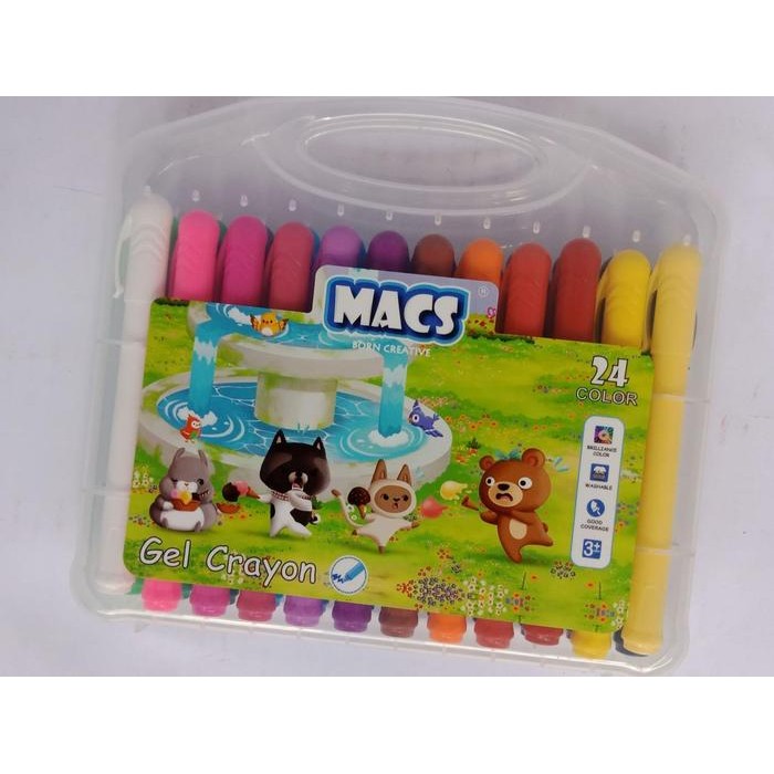 

Macs Gel Crayon 24 Warna Macs - Crayon Gel 24 Warna untuk Melukis di Kulit & Muka - Aman buat
